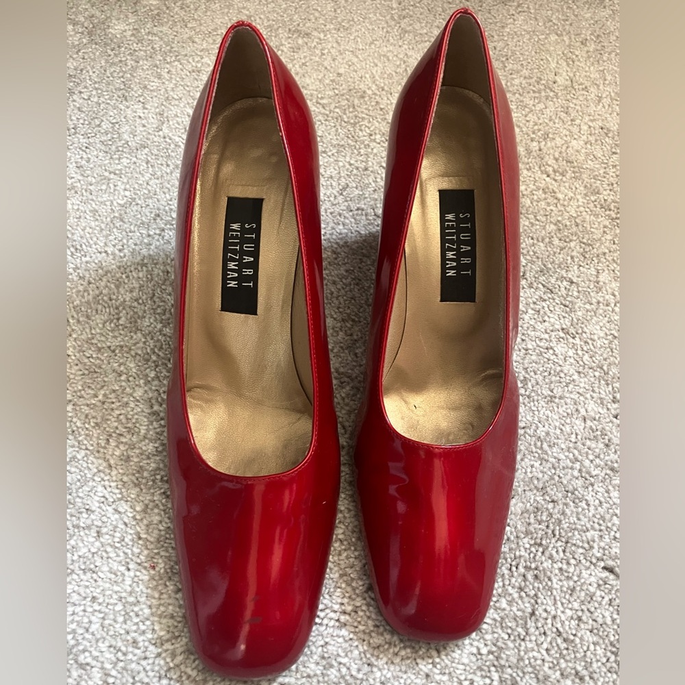 Stuart Weitzman red patent leather heels size 11.5 Womens shoes HTF sz